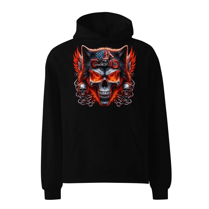 Fiery Wolf Motorcycle Oversized Hoodie #36 product image (1)