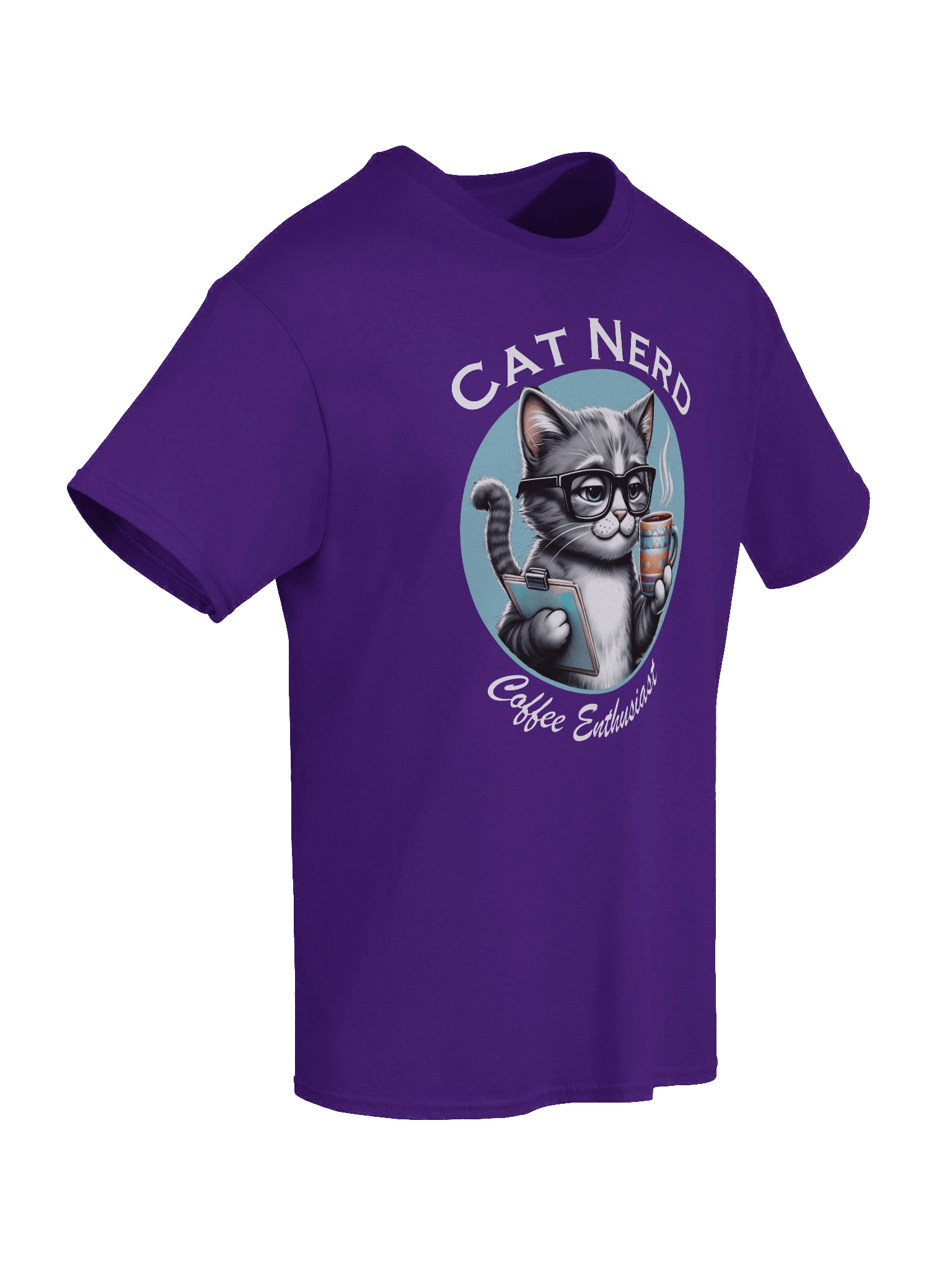 Cat Nerd Coffee Enthusiast Dark Version Unisex Heavyweight Graphic T-shirt product image (2)