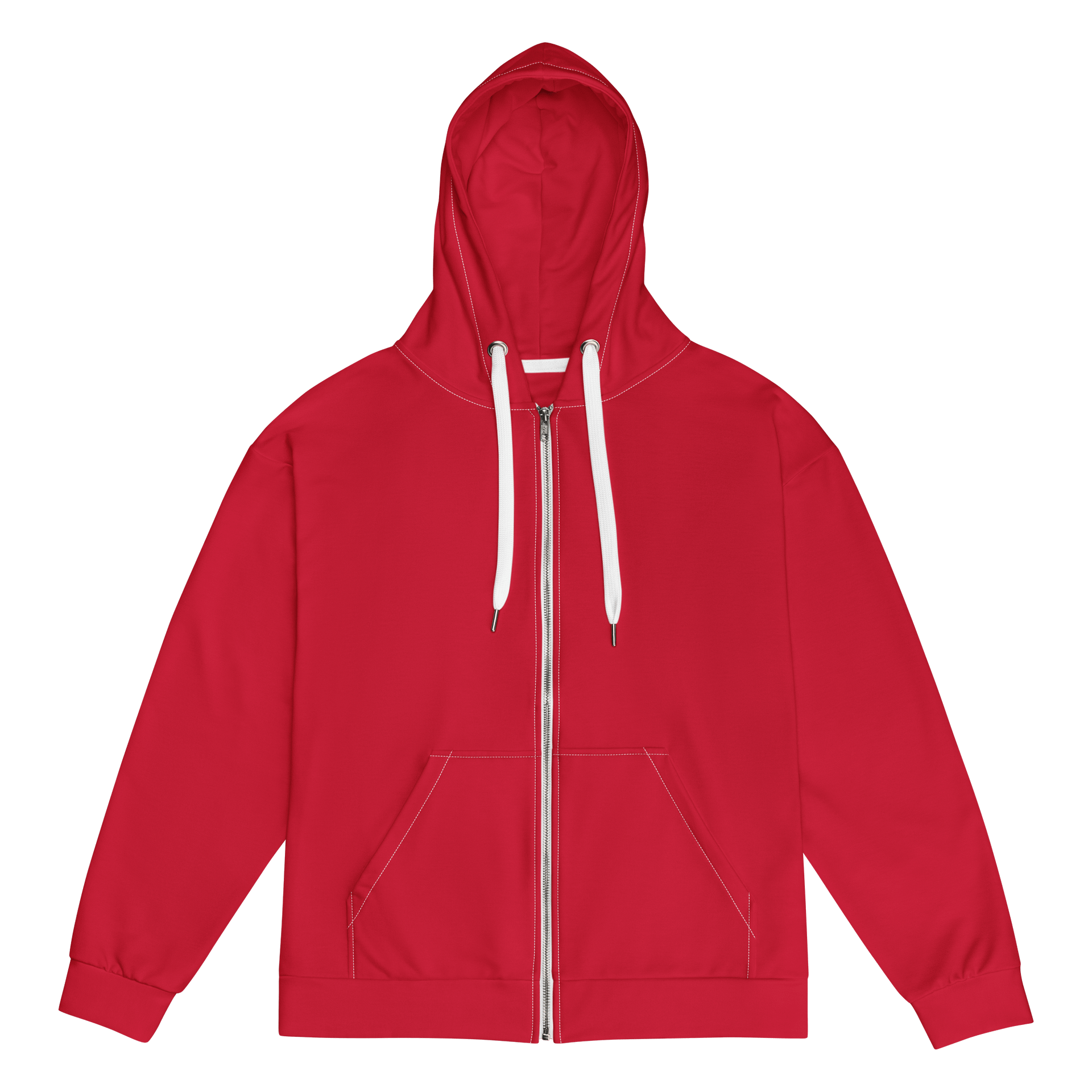 Sports Car Red Solid Color Eco Friendly Unisex Zip Hoodie product image (1)