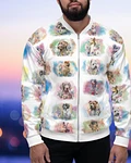 Watercolor Dogs Bomber Style Zip Up Sweatshirt Jacket, Unisex product image (1)