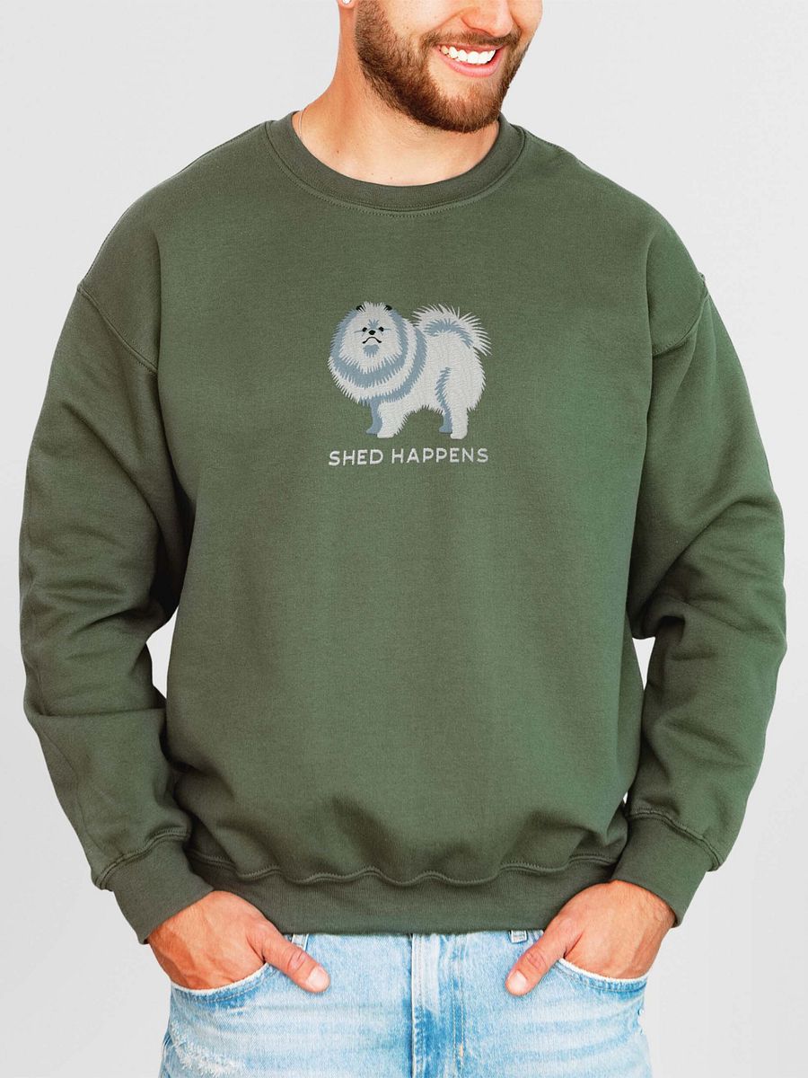 Shed Happens Sweatshirt (Embroidered) of a Pomeranian(White) product image (2)