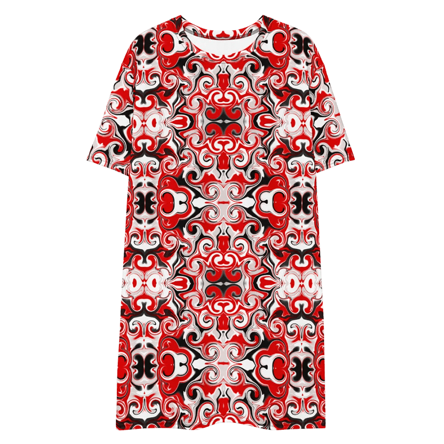 Red Abstract Swirls T-Shirt Dress product image (4)