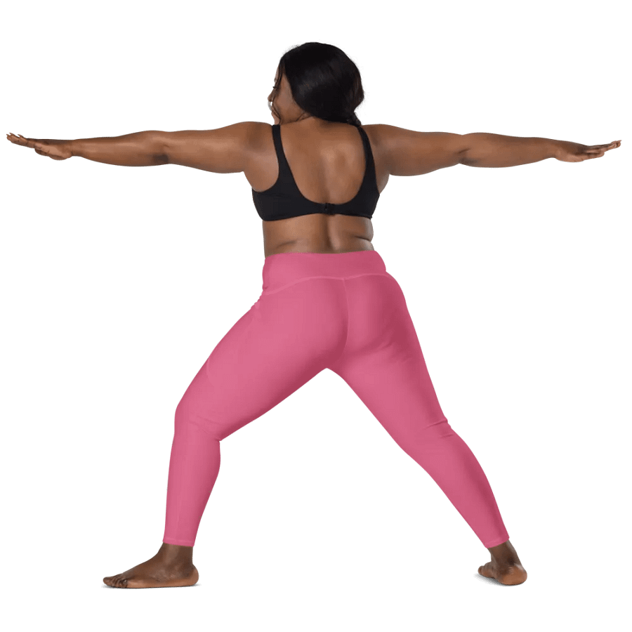Plain Rosy Blush Pink Soft Summer Women's High Waisted Premium Crossover Leggings with Pockets by Treasure Pie product image (12)