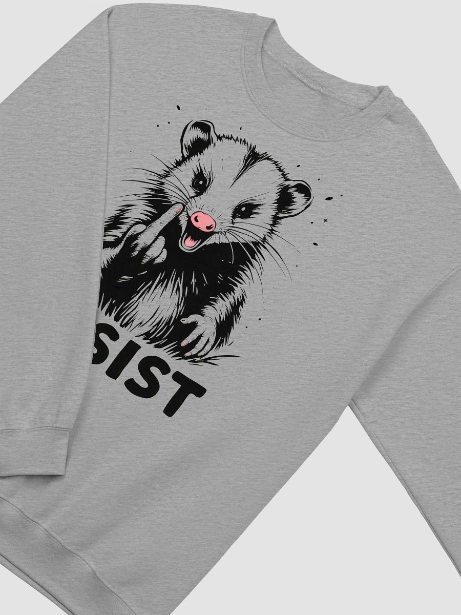 Resist Fight Fascism Angry Opossum Middle Finger Anti Trump Anti Maga Anti Musk Pro Liberal Sweatshirt product image (3)