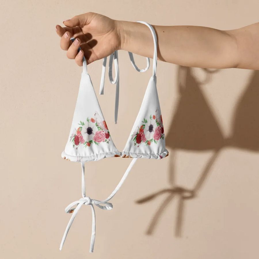 Watercolour Floral Pattern String Bikini Top - v3 product image (5)