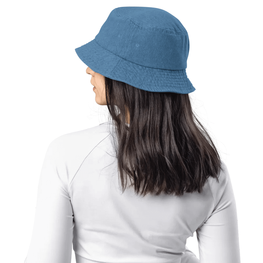 FUELED BY SPITE (white thread) embroidered denim bucket hat product image (28)