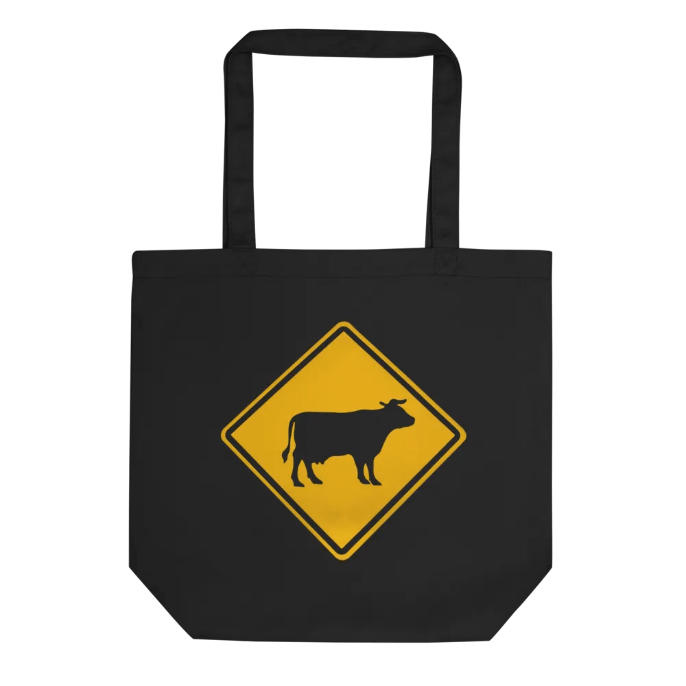 "Cow crossing sign" Black bag (medium size) product image (1)