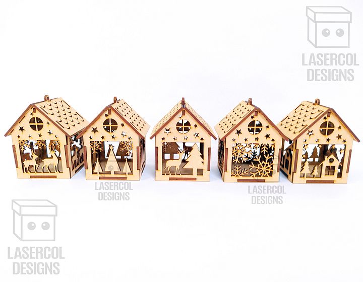 Christmas House Ornaments Bundle (Set 1-2-3-4) - Laser Cut Files product image (2)
