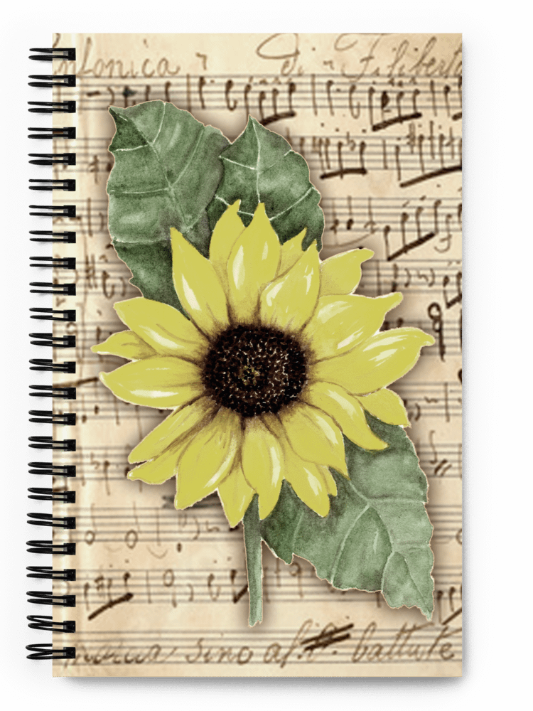 Distressed Watercolor Sunflower Print on Sheet Music product image (4)