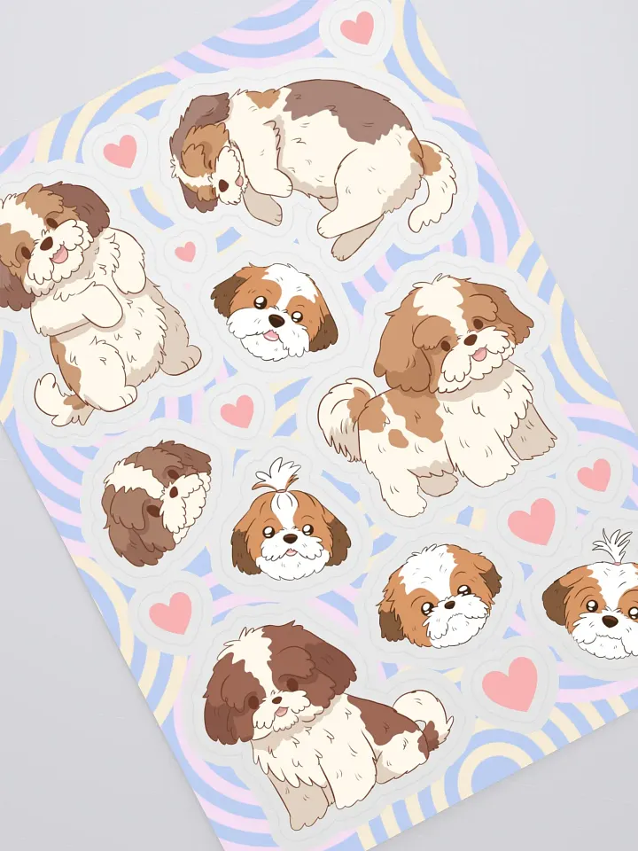 Fluffy Shih Tzu Dog Kiss-Cut Sticker Sheet product image (2)