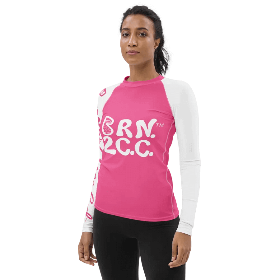 BOURNE to Cape Cod™ | Women's Rash Guard | BRN.2C.C.™ | Brilliant Rose Pink & White product image (3)