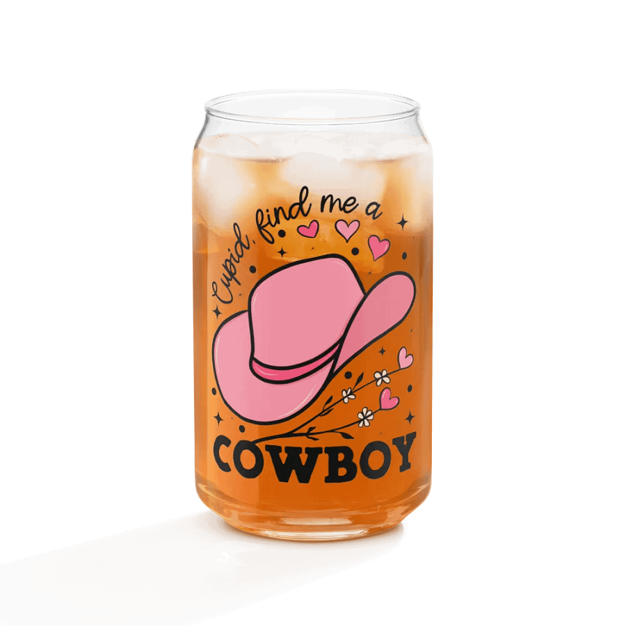 Cupid, Find Me a Cowboy Pink Hat Glass product image (9)