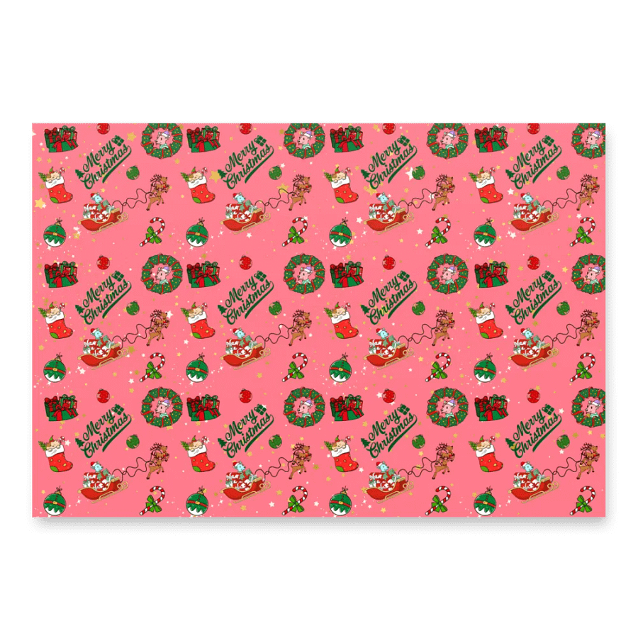 Dippy Deer’s Starry Pink Christmas Cheer Gift Wrap product image (1)