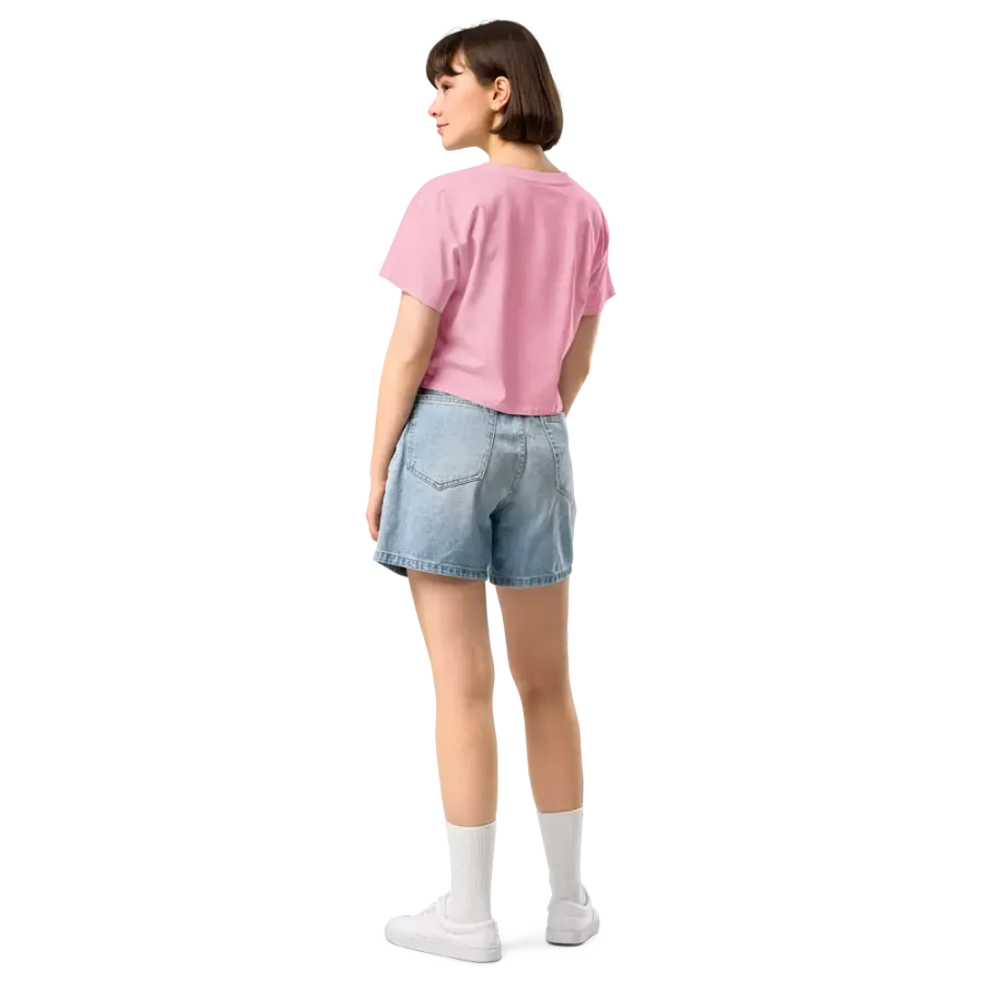 EXCLAIMING MENTALLY (L.C. pink) embroidered cotton crop top product image (12)