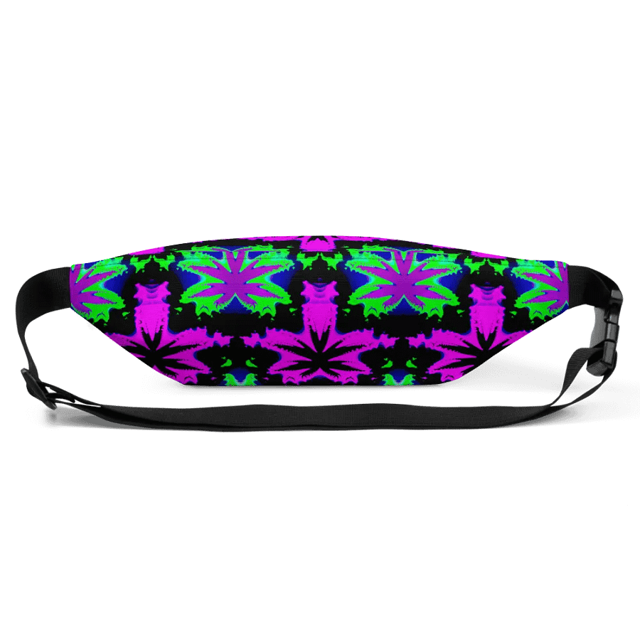 Neon Green Pink Pot Leaf Fanny Pack, Twisted Weed Art Accessory, 420 Cannabis Bag product image (3)