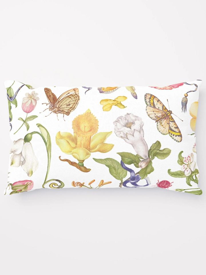 Exotic Blooming Floral Butterfly White Pillows product image (1)