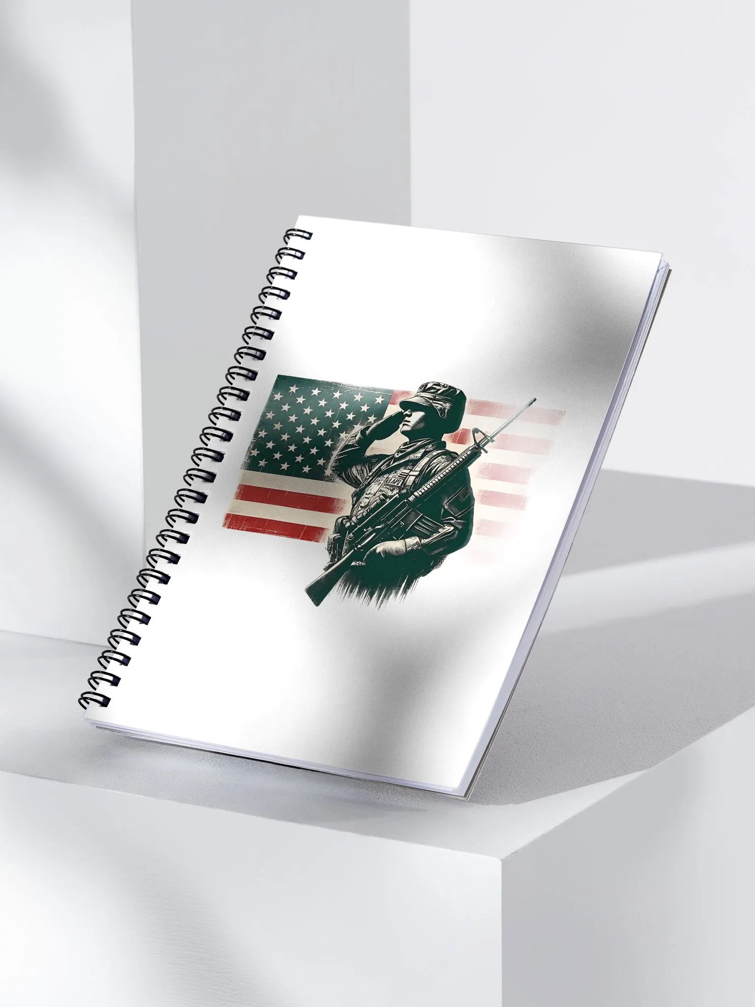 Saluting Soldier - Proud USA Patriotic Tribute Vintage Spiral Notebook product image (3)