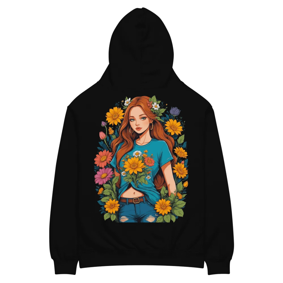 Bloomcore Flower Girl - Premium Hoodie - Black - v1 - Back Printed Design product image (3)