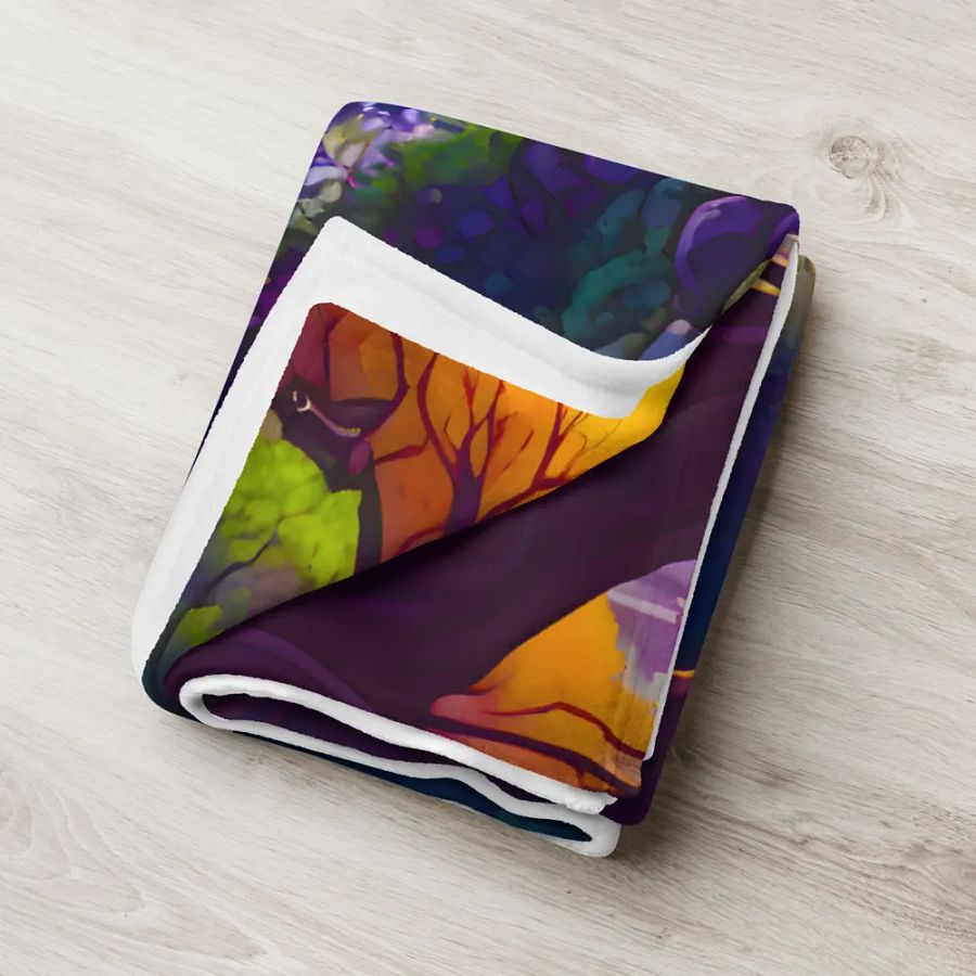 Enchanted Forest Nature River Trees Mountain Autumn Throw Blanket product image (9)