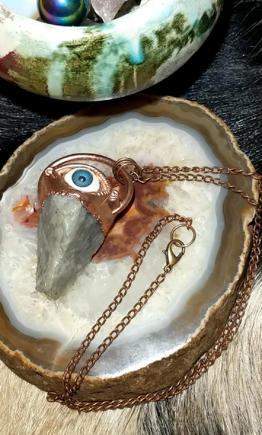 Sodalite & Quartz Evil Eye Copper Necklace product image (4)