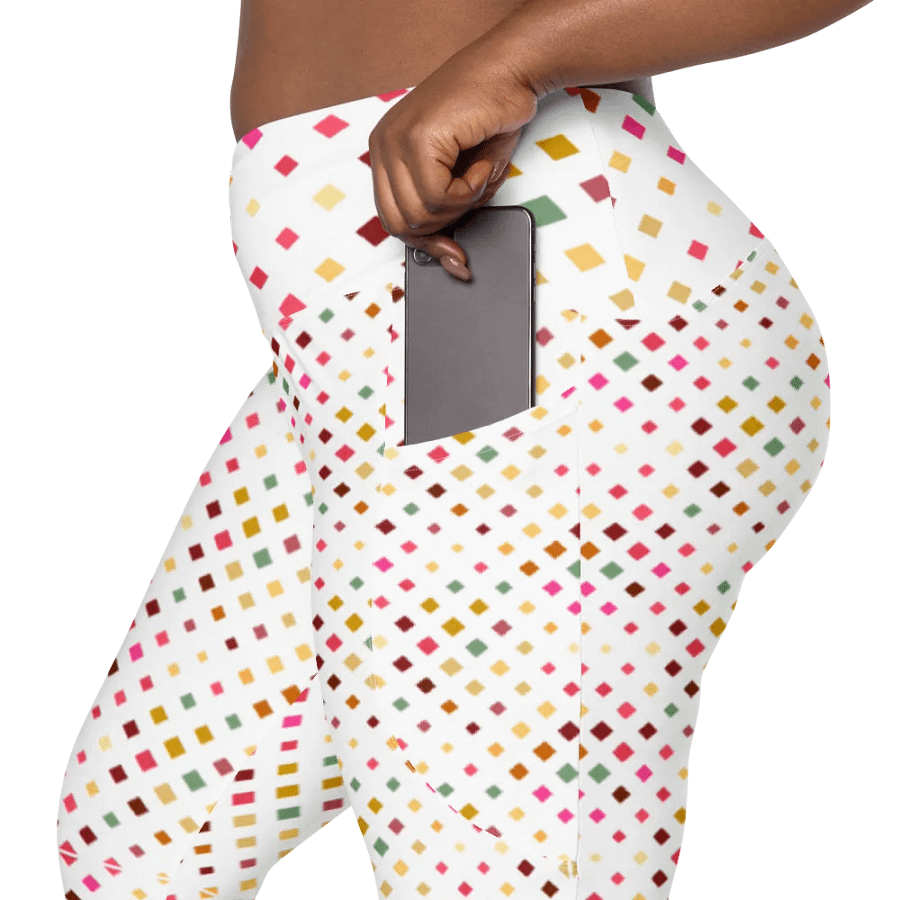 Colorful Square Pattern Design Leggings with Pocket - v6 product image (12)