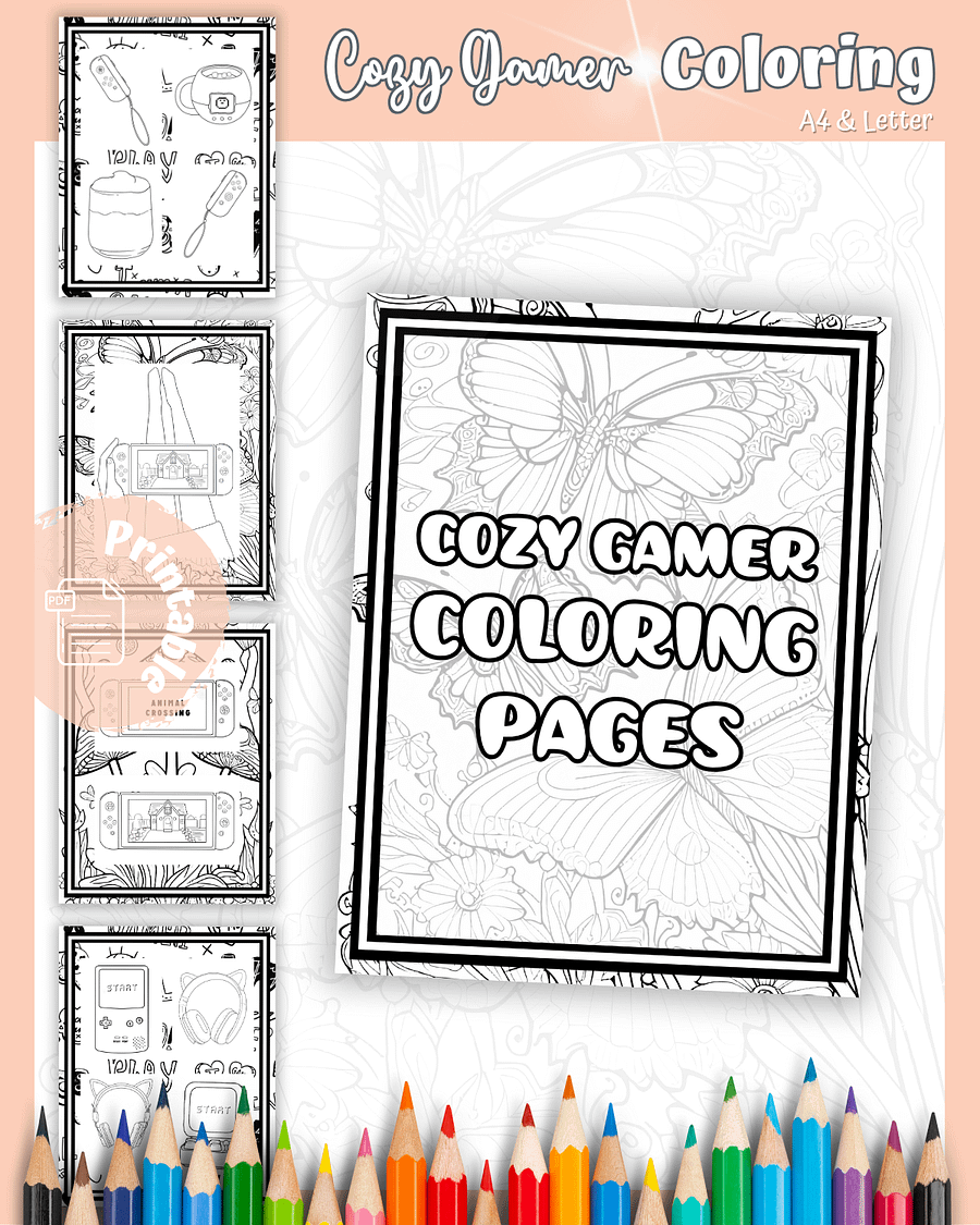 Cozy Up and Color - Cozy Gamer Coloring Pages product image (1)