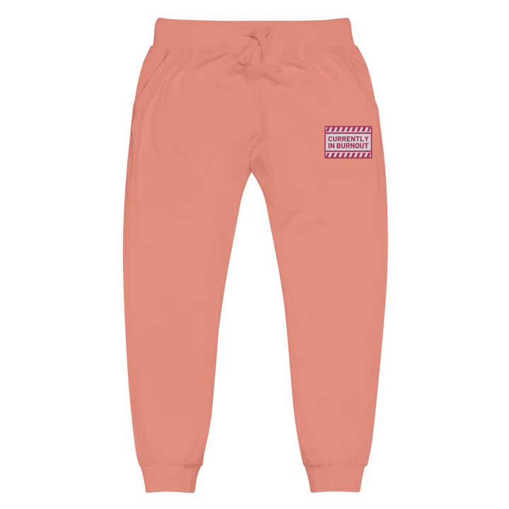 CURRENTLY IN BURNOUT (pink design) embroidered fleece joggers product image (6)