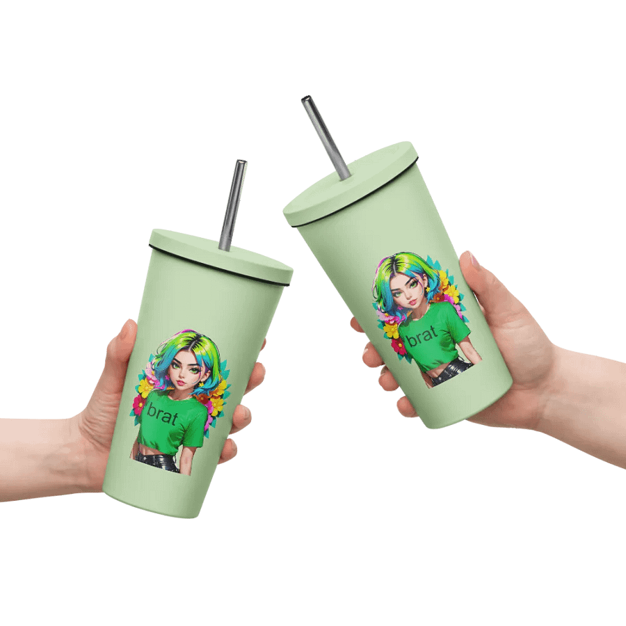 Brat 20 oz Tumbler Cup - Mint - Insulated Tumbler with a Straw v1 product image (10)