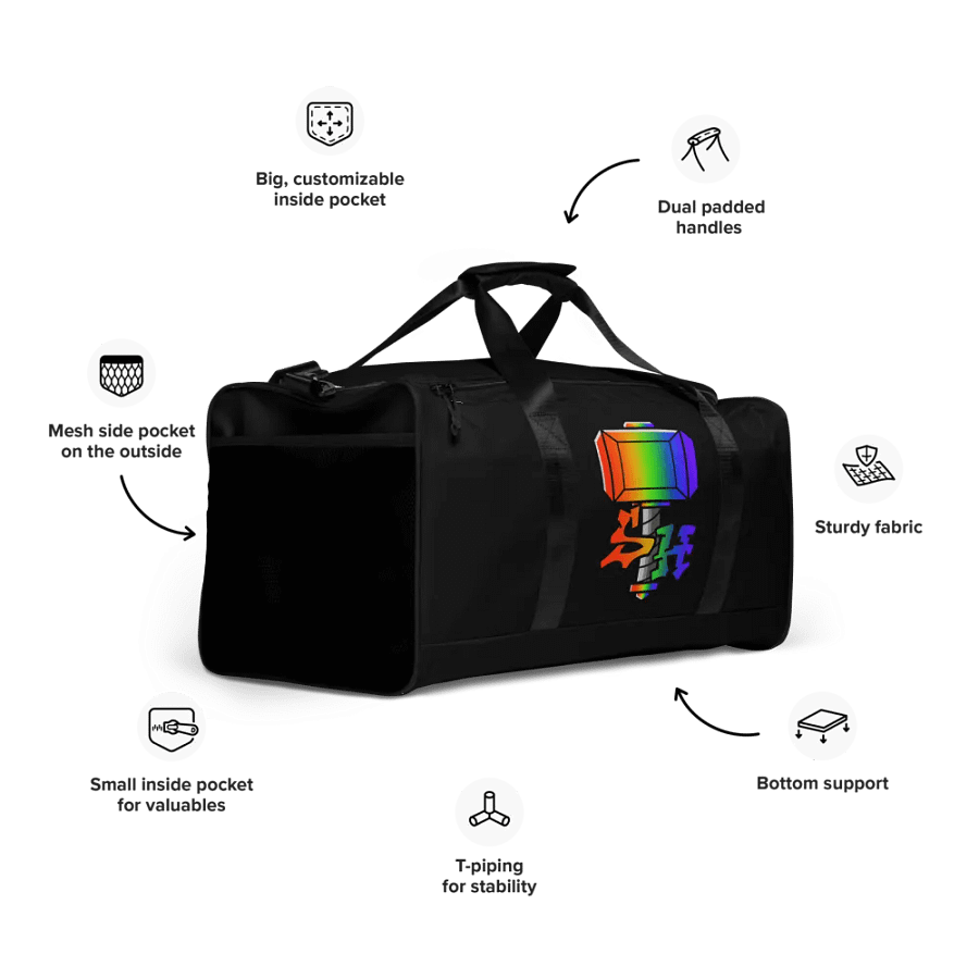 Vibrant Fragmented Rainbow Duffle Bag product image (10)
