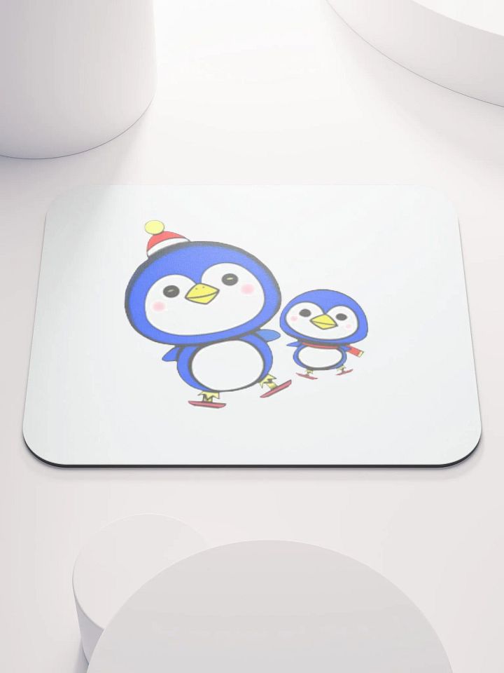 Festive Ice Skating Penguins Mouse Pad product image (1)