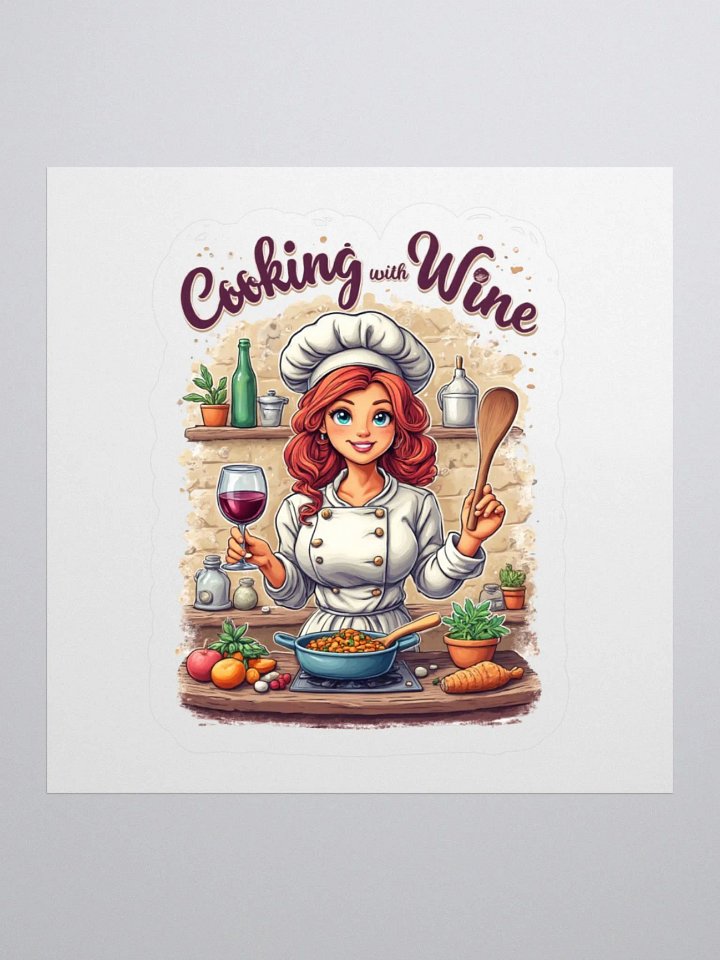 Cooking With Wine Chef Kiss Cut Stickers product image (1)