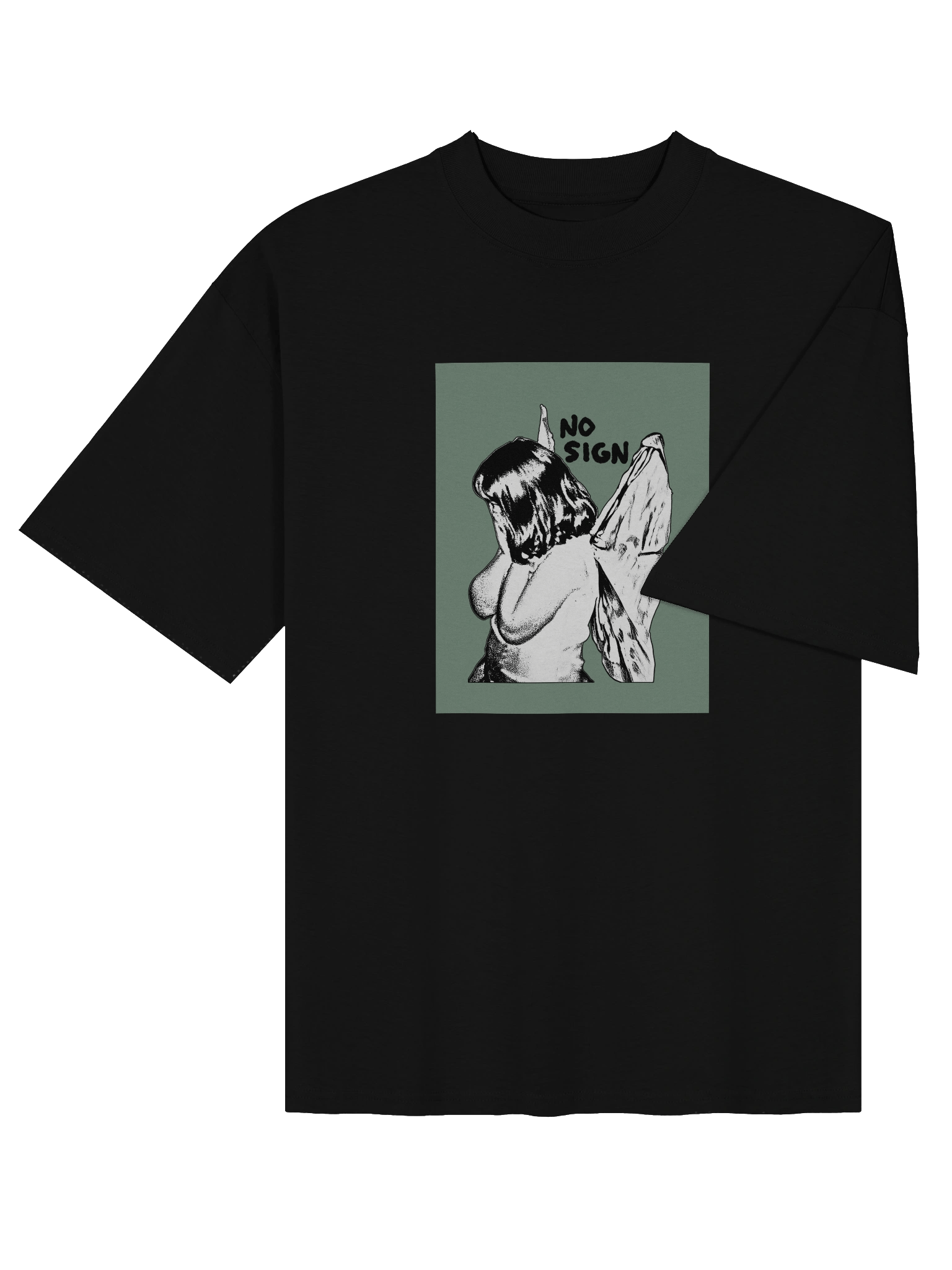"NO SIGN" green unisex boxy tee product image (10)