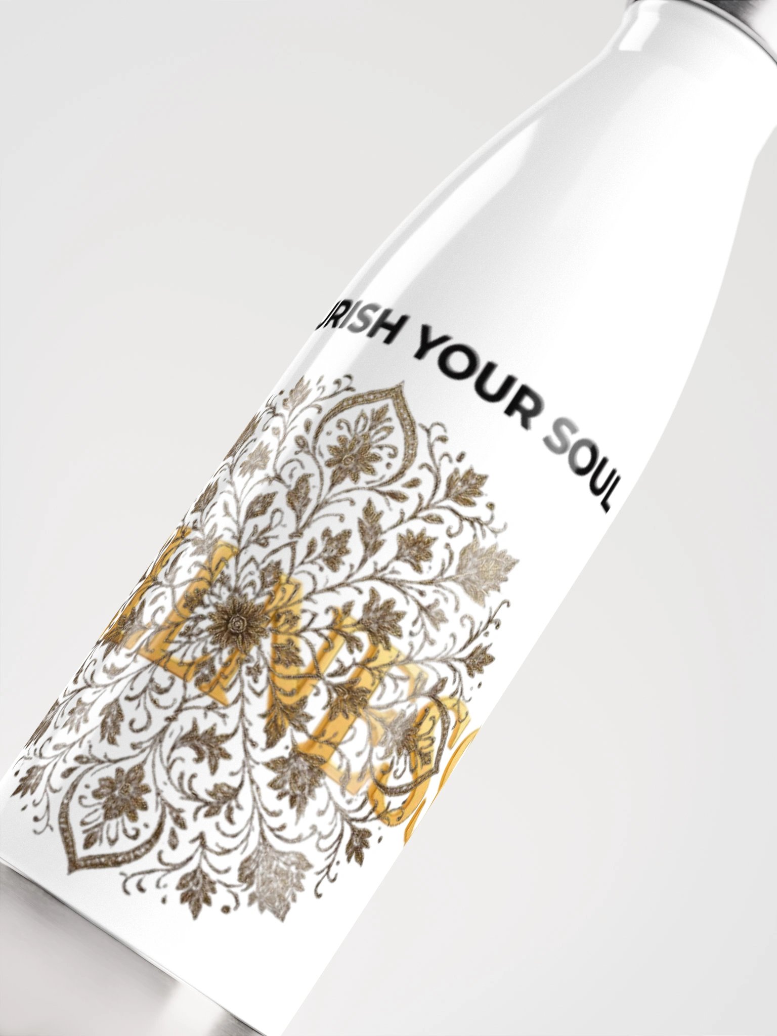 Christian Wellness Water Bottle - "Nourish Your Soul" with Gold Mandala DesignStainless Steel Water Bottle product image (5)