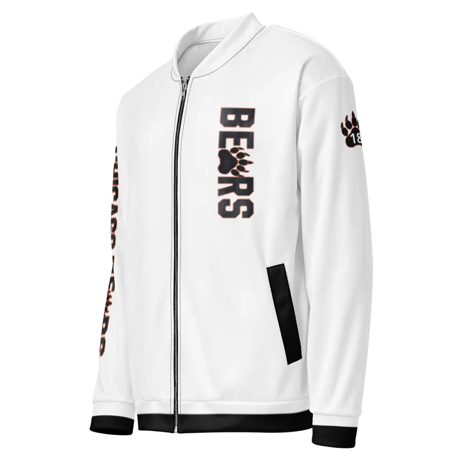 Chicago Bears Grizzly Mode White Bomber Jacket with Black Trim | NFL Home Locker product image (3)