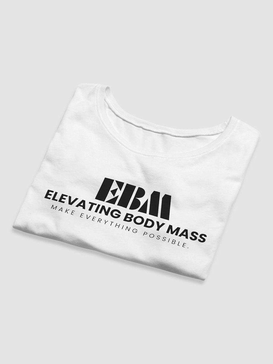 EBM White Women's Crop Baby Tee (Black Logo) product image (5)