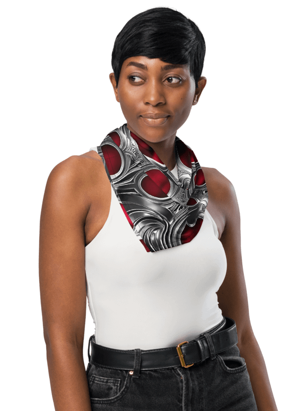 Bold Metallic Silver & Red Bandana product image (2)