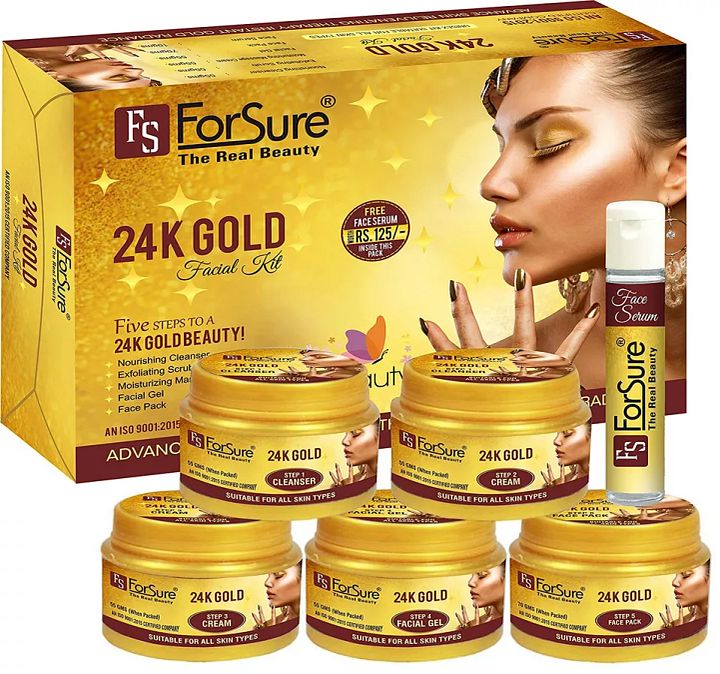 ForSure The Real Beauty 24K Gold Facial Kit 300gm free Serum For Women and Girls product image (1)