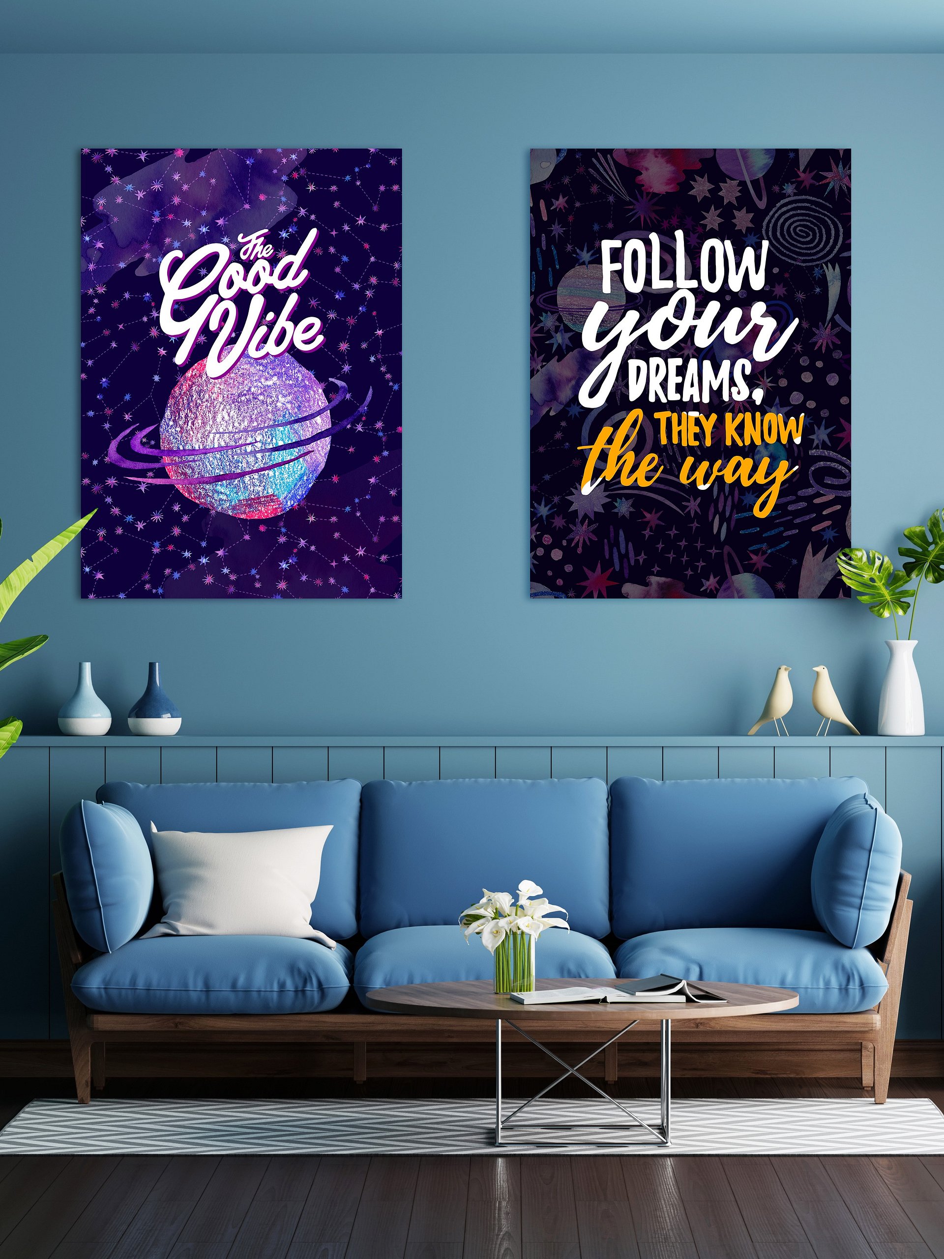 Follow your dreams [neon/synthwave/vaporwave/watercolor] — aesthetic watercolor poster, neon space poster, retrowave poster, motivation quotes product image (2)