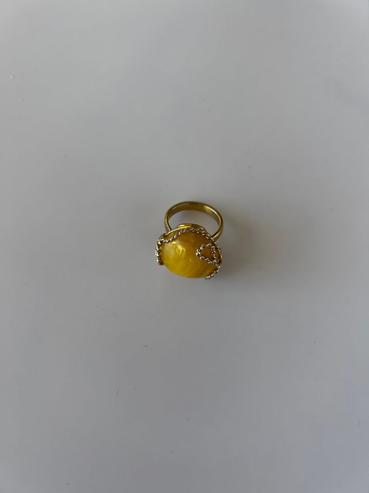 Baltic Egg Yolk Amber 925 Sterling Silver Twisted Swirl Design Adjustable Ring product image (2)