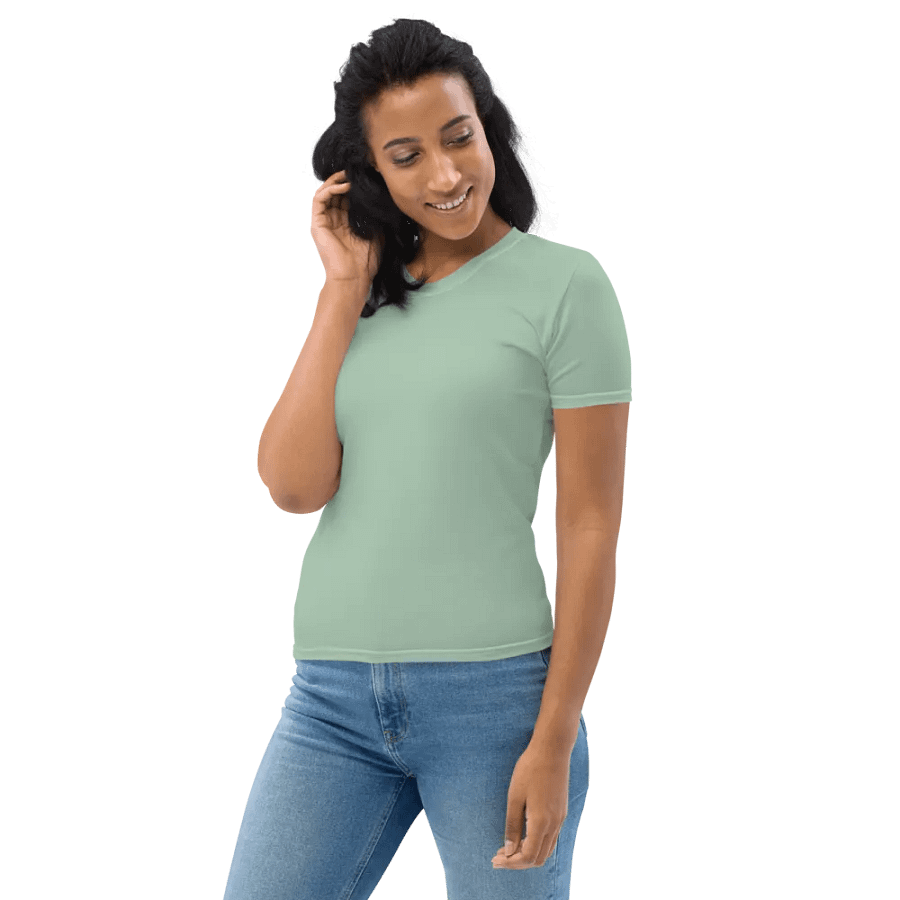 Plain Light Sage Green Soft Summer Women's Crewneck Polyester Heavyweight Premium T-Shirt by Treasure Pie product image (7)