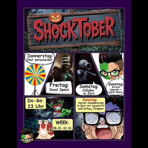 DIe Woche wird wieder ein pickepacke volles Programm!
Streamplan:
Do: Ihr entscheidet welches Horrorspiel ich spiele
Fr: Horr...