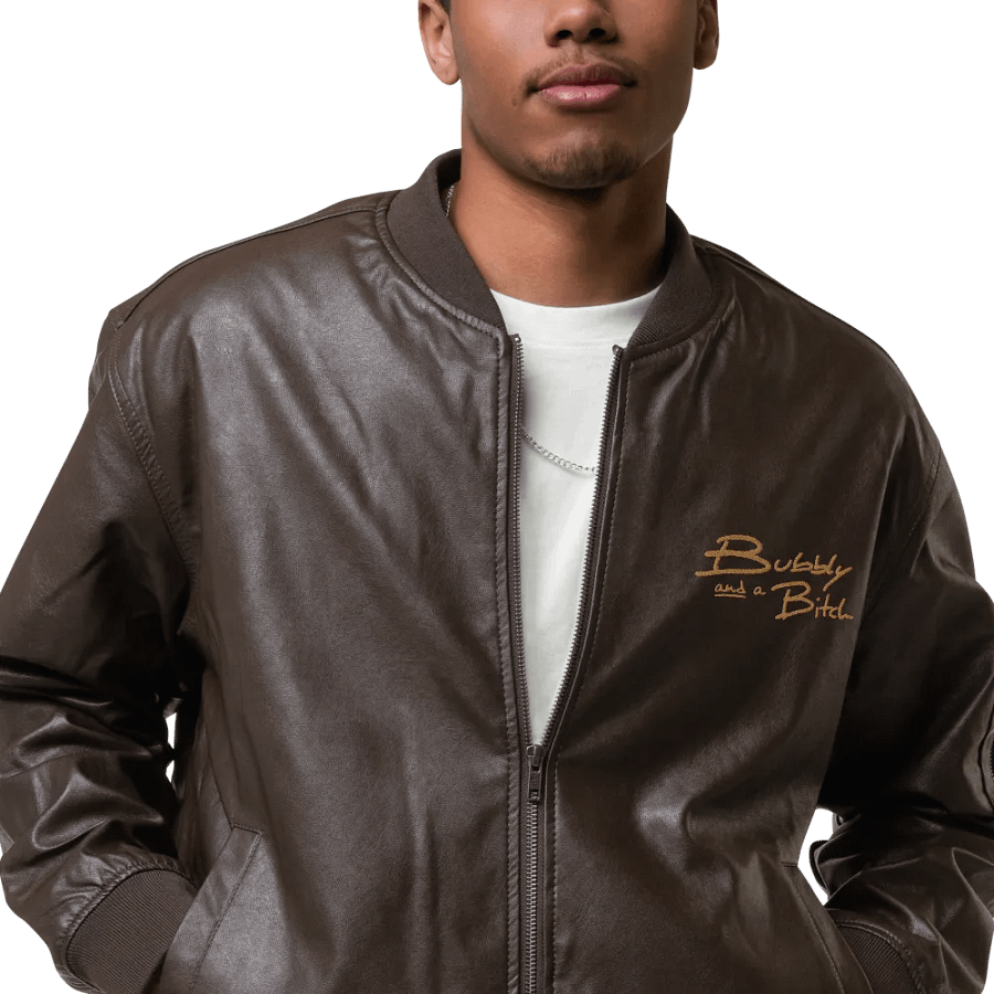 Bubbly and a B monochrome brown faux leather jacket product image (6)