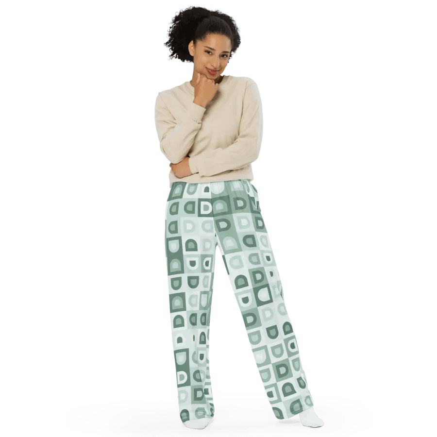 BUIII Retro Geometric: Mint Oasis Wide-Leg Pants product image (9)