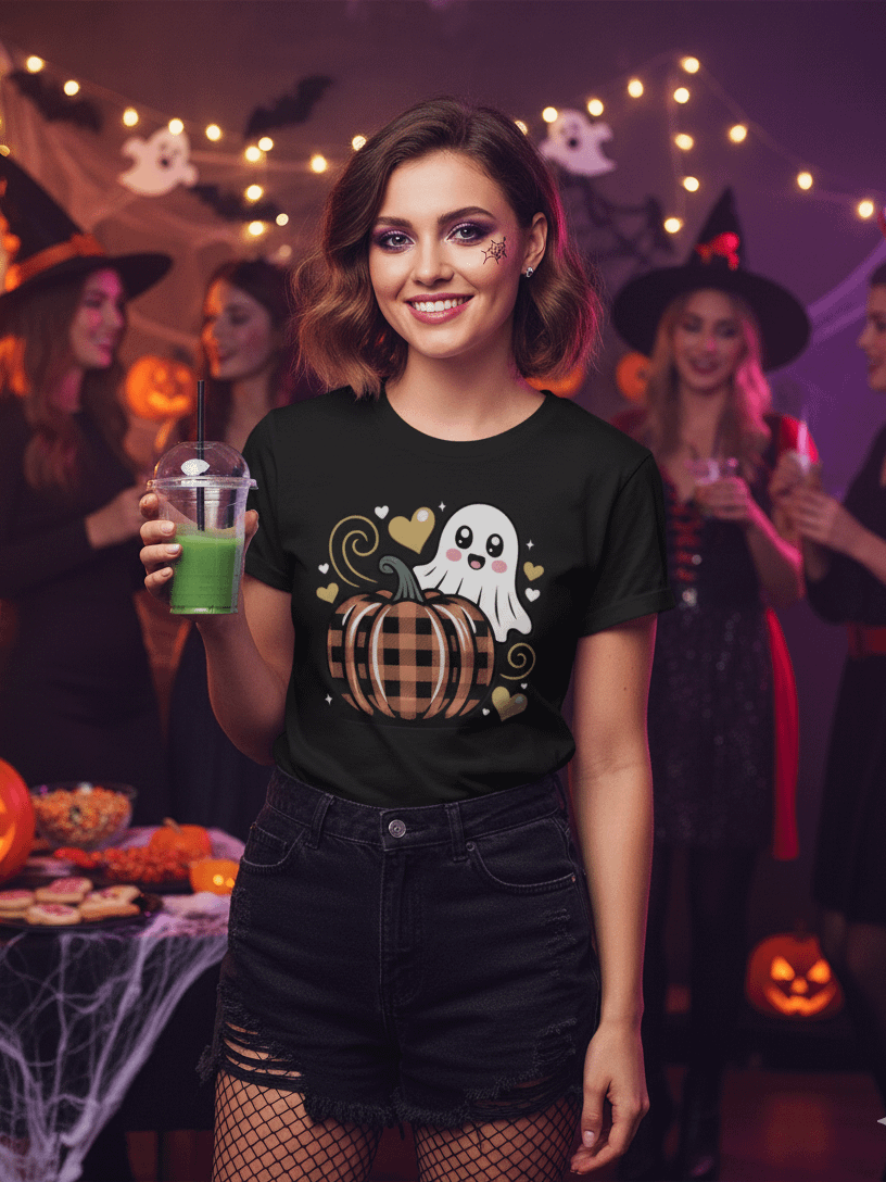 Plaid Pumpkin Ghost T-Shirt product image (1)