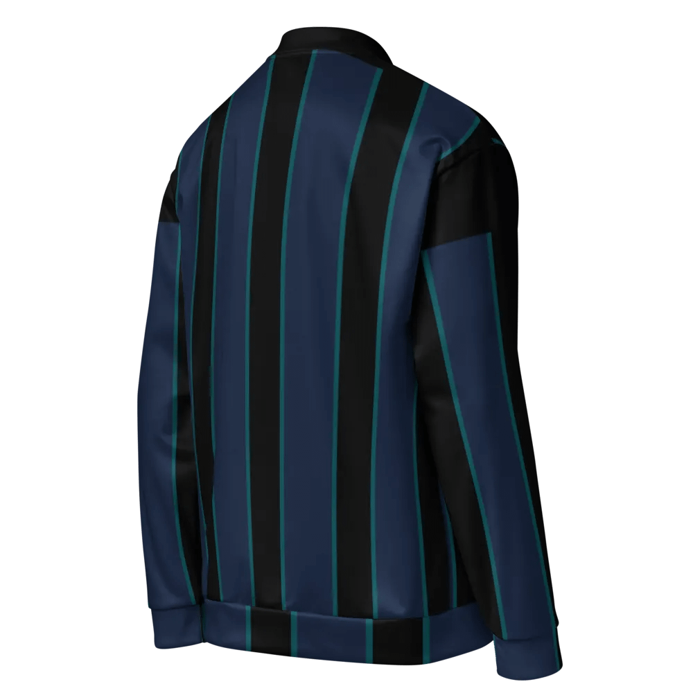 Turquoise Outlined Stripes Bomber Jacket product image (9)