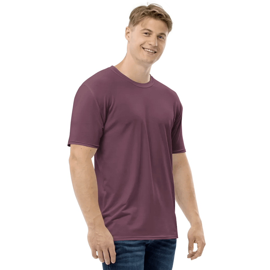 Plain Deep Purplish Red Soft Summer Men's Crewneck Polyester Heavyweight Premium T-Shirt by Treasure Pie product image (6)