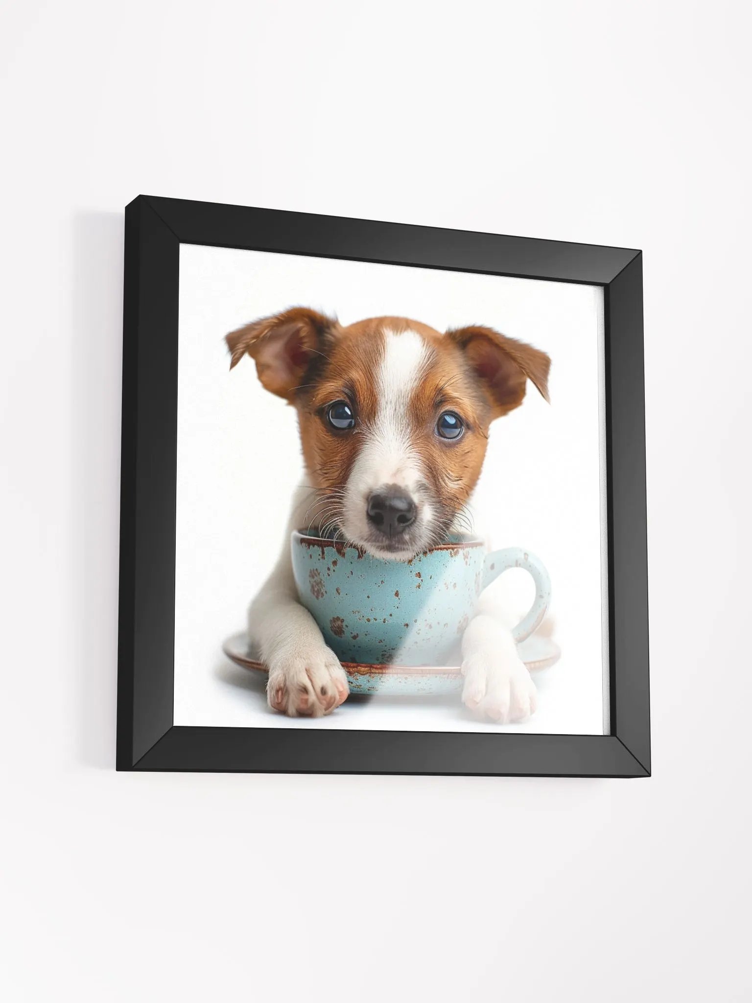 Coffee Lover Cute Jack Russell Terrier Puppy Framed Wall Art product image (3)