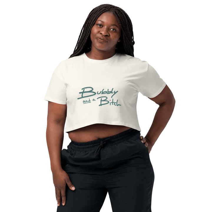 Bubbly and a B*tch (forest shadow design) printed cotton crop top product image (14)