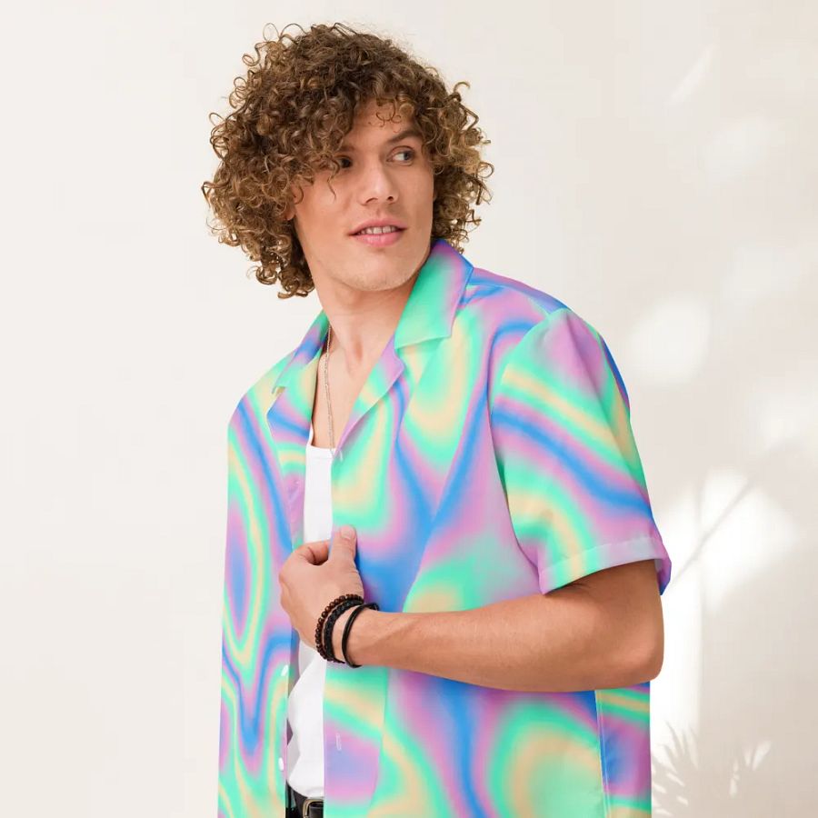Psychedelic Hologram Unisex Hawaiian Shirt product image (7)