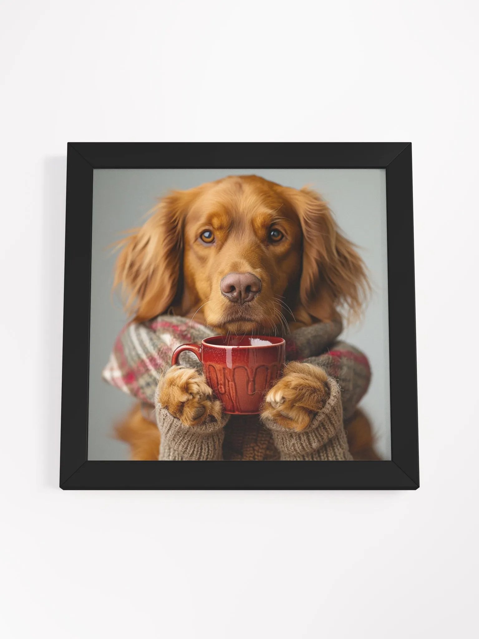 Coffee Lover Cute Irish Setter Dog Framed Wall Art product image (2)